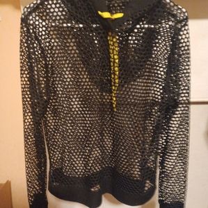 Black fishnet hoodie rave